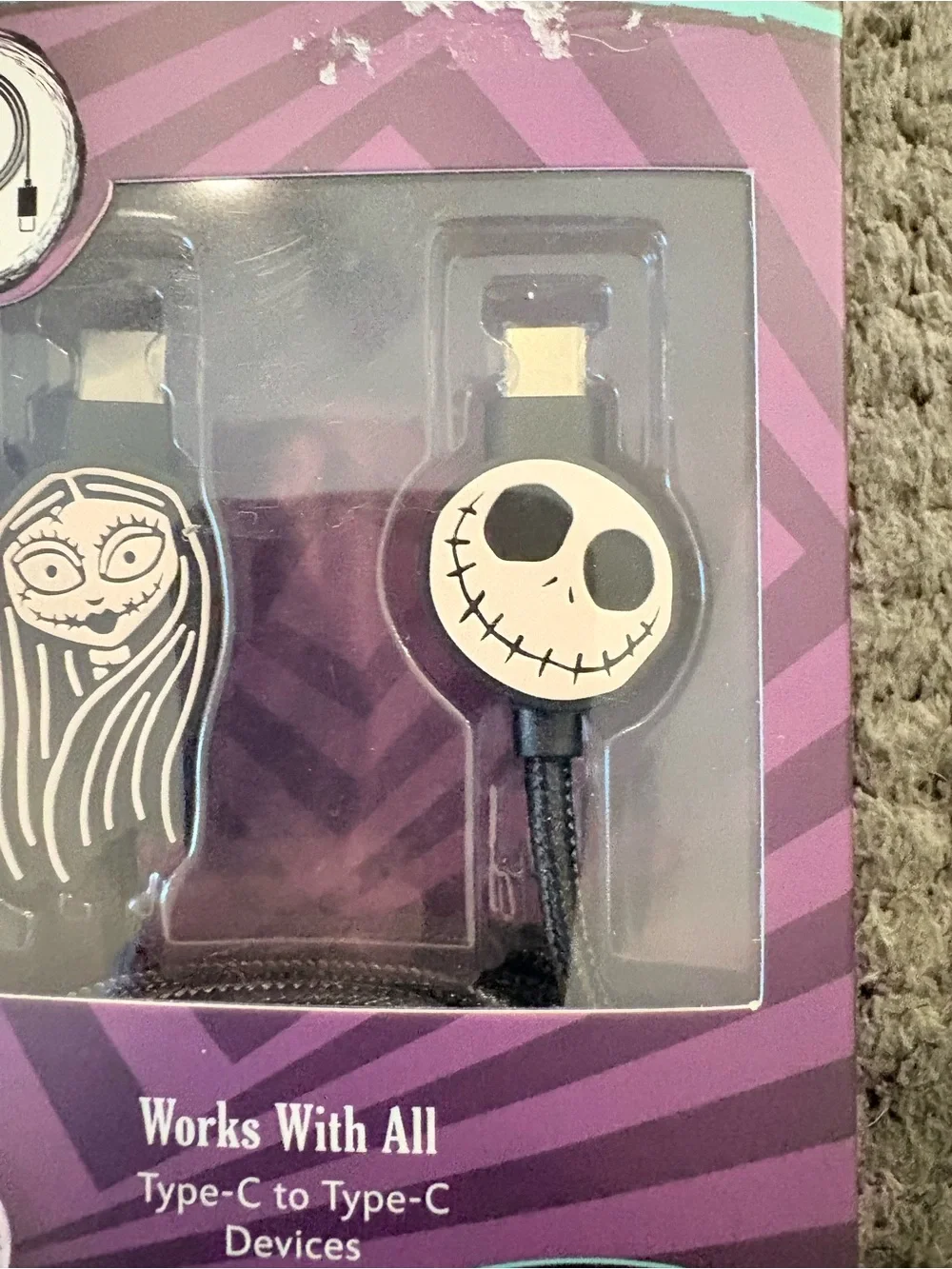 DISNEY NIGHTMARE BEFORE CHRISTMAS JACK AND SALLY 6 ' CHARGING CABLE TYPE C